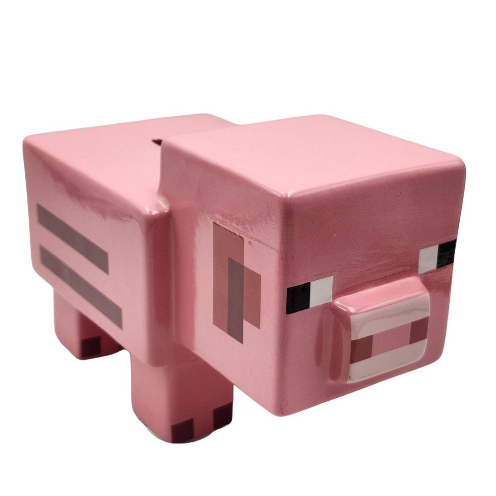 Minecraft Pink Pig Ceramic Coin Piggy Bank Decorative 8X6X4.5 Inch